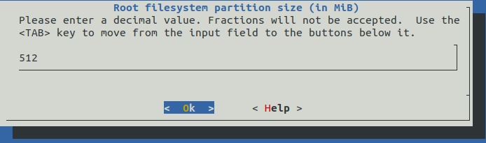 Root-filesystem-partition-size-512m